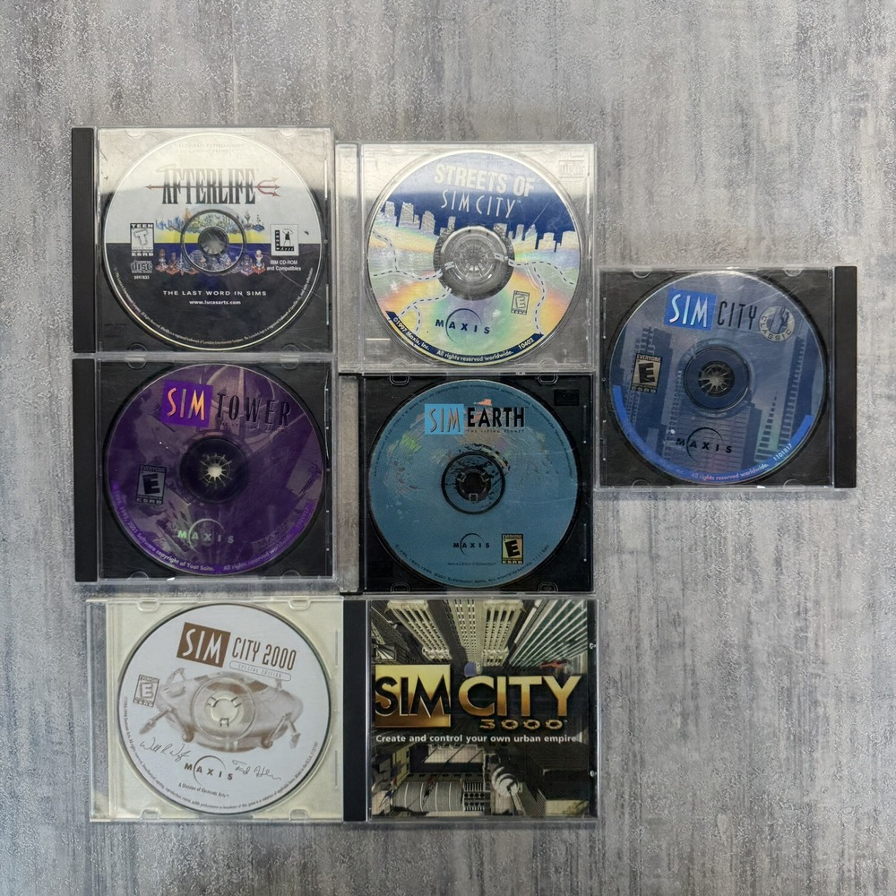 Bundle 7 Games Sim City 2000 3000 Afterlife Earth Tower Streets (PC Game)